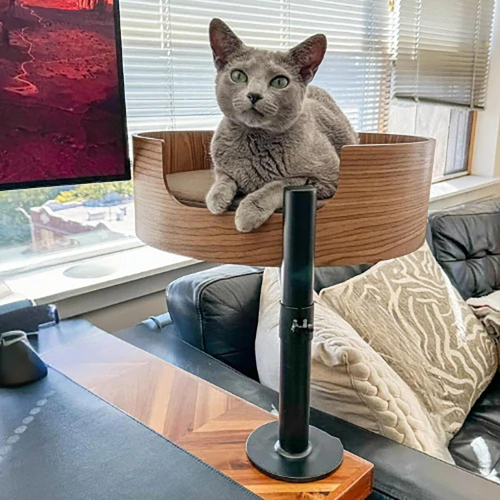 Desk Nest Cat Bed sturdy-metal-post ensures stable support for active or larger cats.