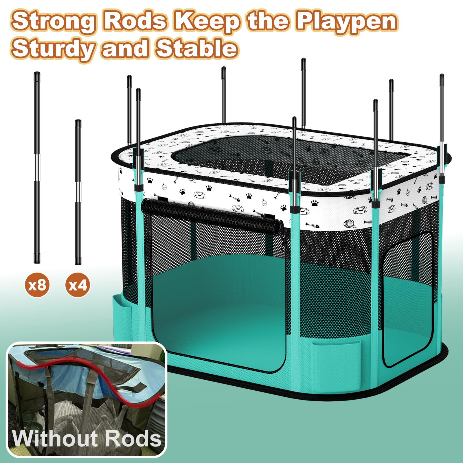 DESELL foldable playpen with carry bag ready for travel