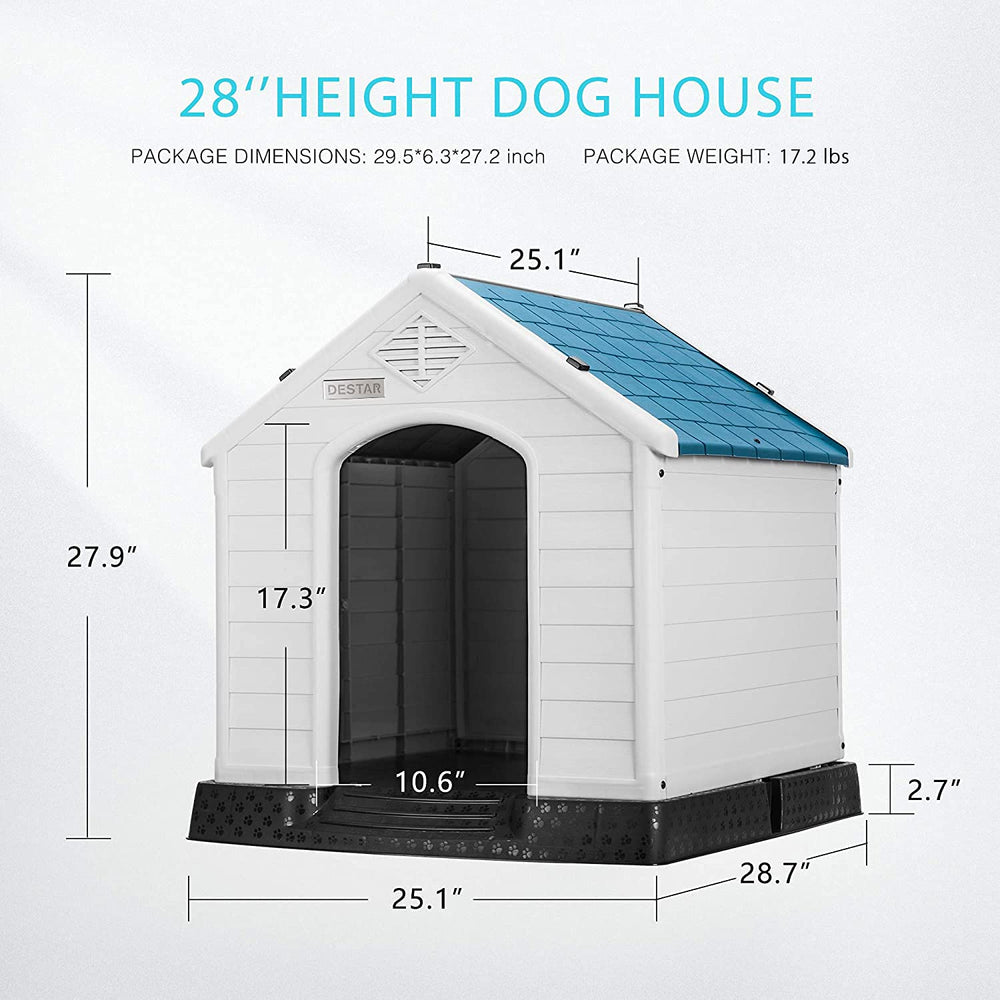 DEStar dog house easy assembly gets you setup quickly for outdoor or indoor use.
