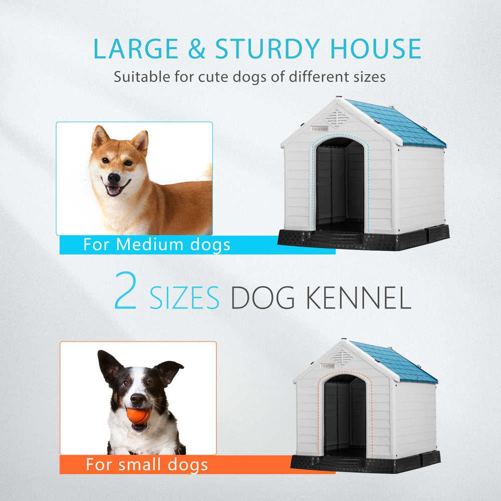 DEStar dog house interior space accommodates small dogs with cozy shelter.
