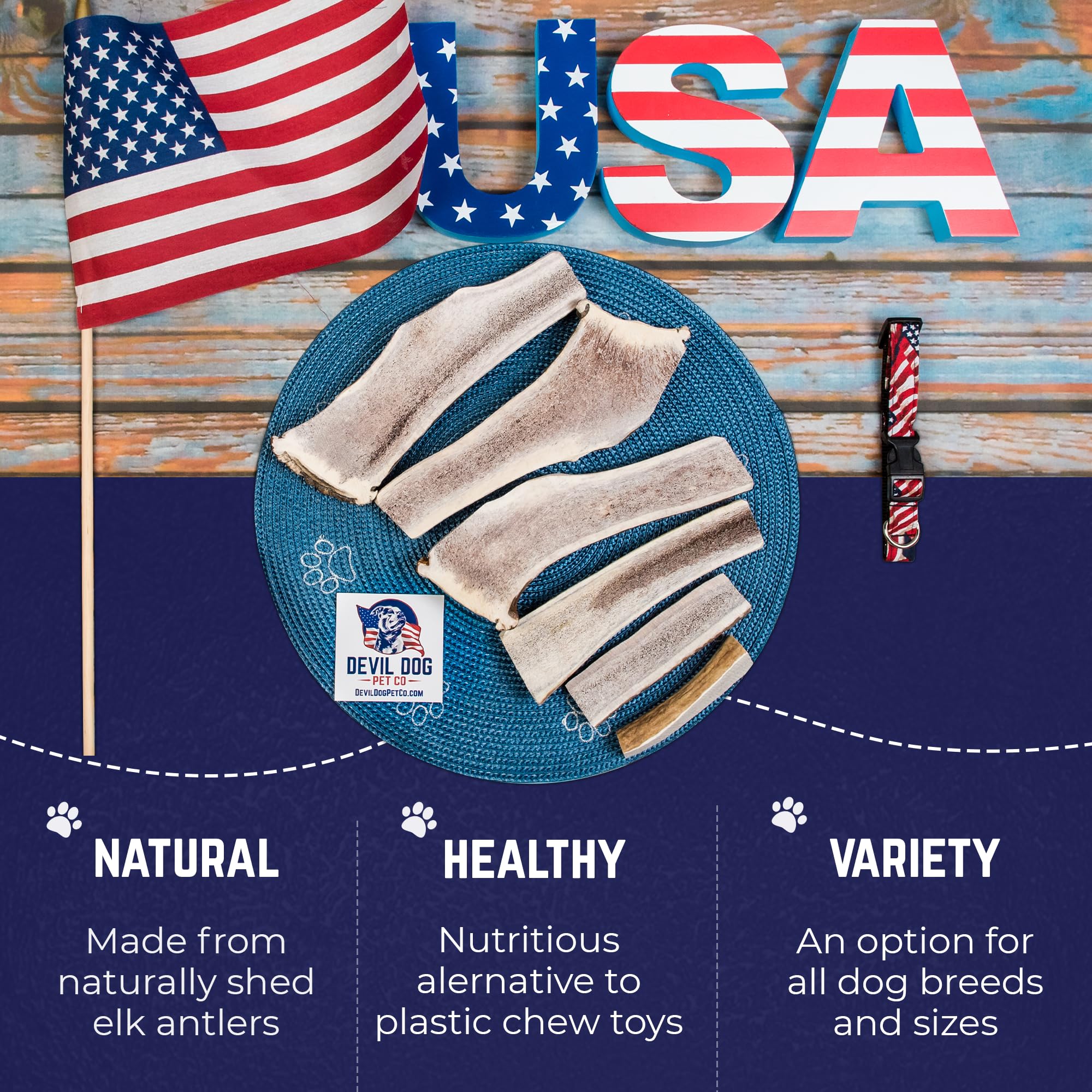 Devil Dog durable long-lasting chew elk antler for small to medium dogs