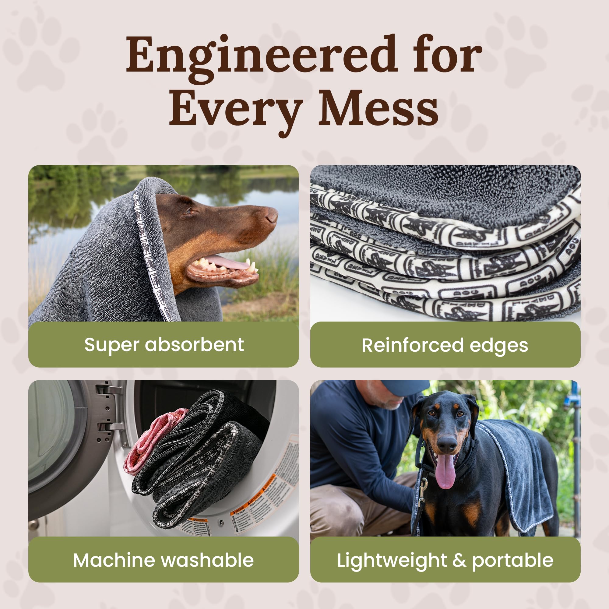Devil Dog Microfiber 80/20 blend offers soft, durable comfort during baths.