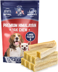 Devil Dog Pet Co Himalayan yak chews 8-pack front view shows durable, long-lasting treats.