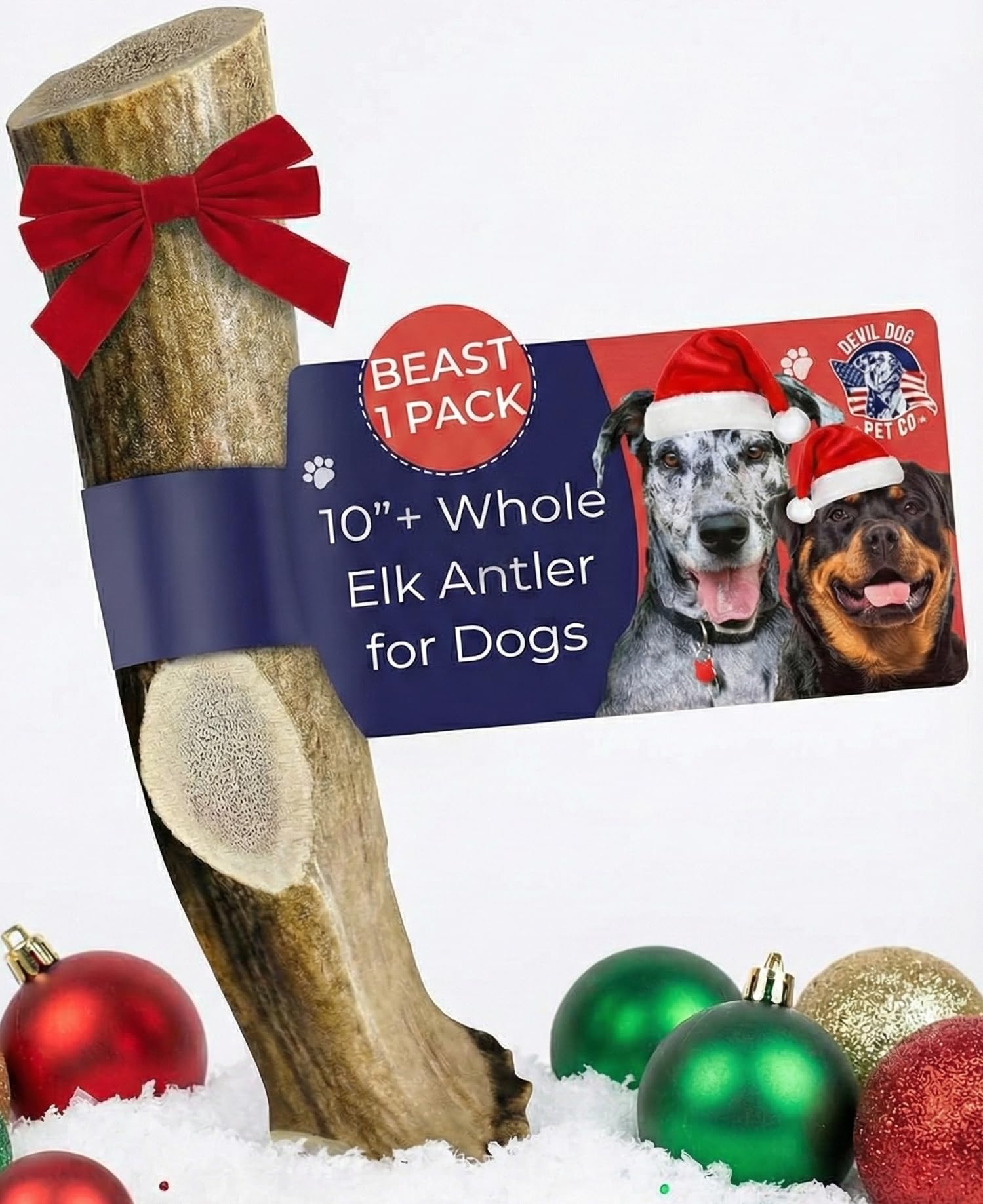 Devil Dog Elk Antlers Beast 10plus close-up texture for a durable chew.