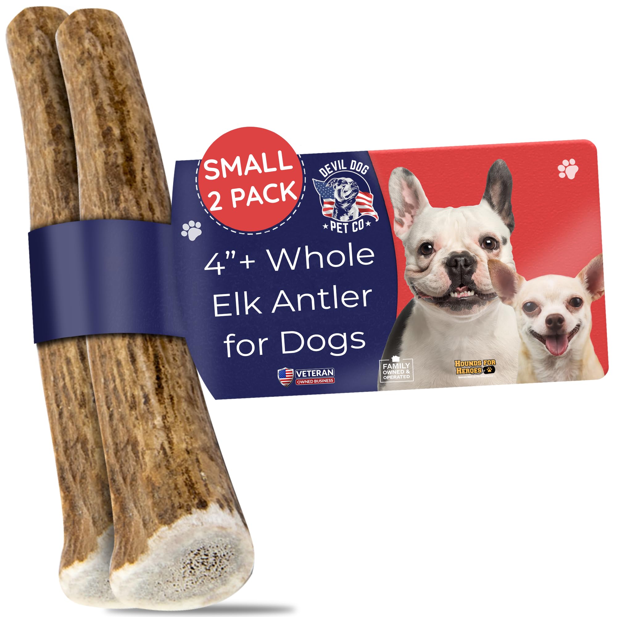 Devil Dog Pet Co small-4in-elk-antler-pack for long-lasting chew sessions.