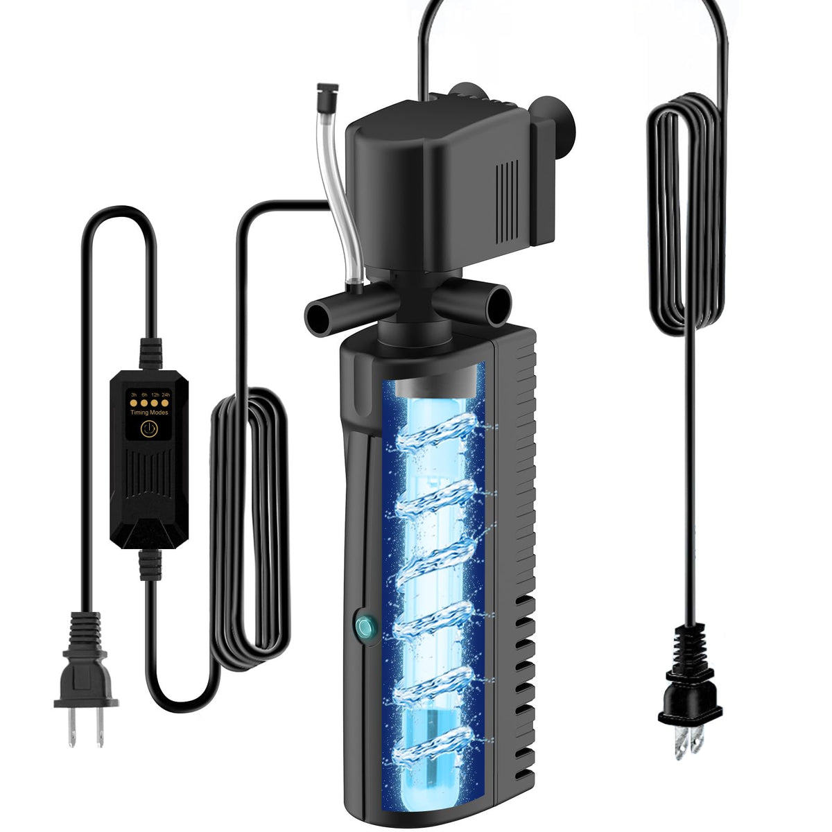 Devopet Aquarium U-V Filter with dual outlets for steady circulation and aeration.