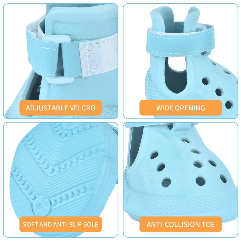 DEWVIE dog shoes blue perforated-ventilation enable breathable comfort on hot days.