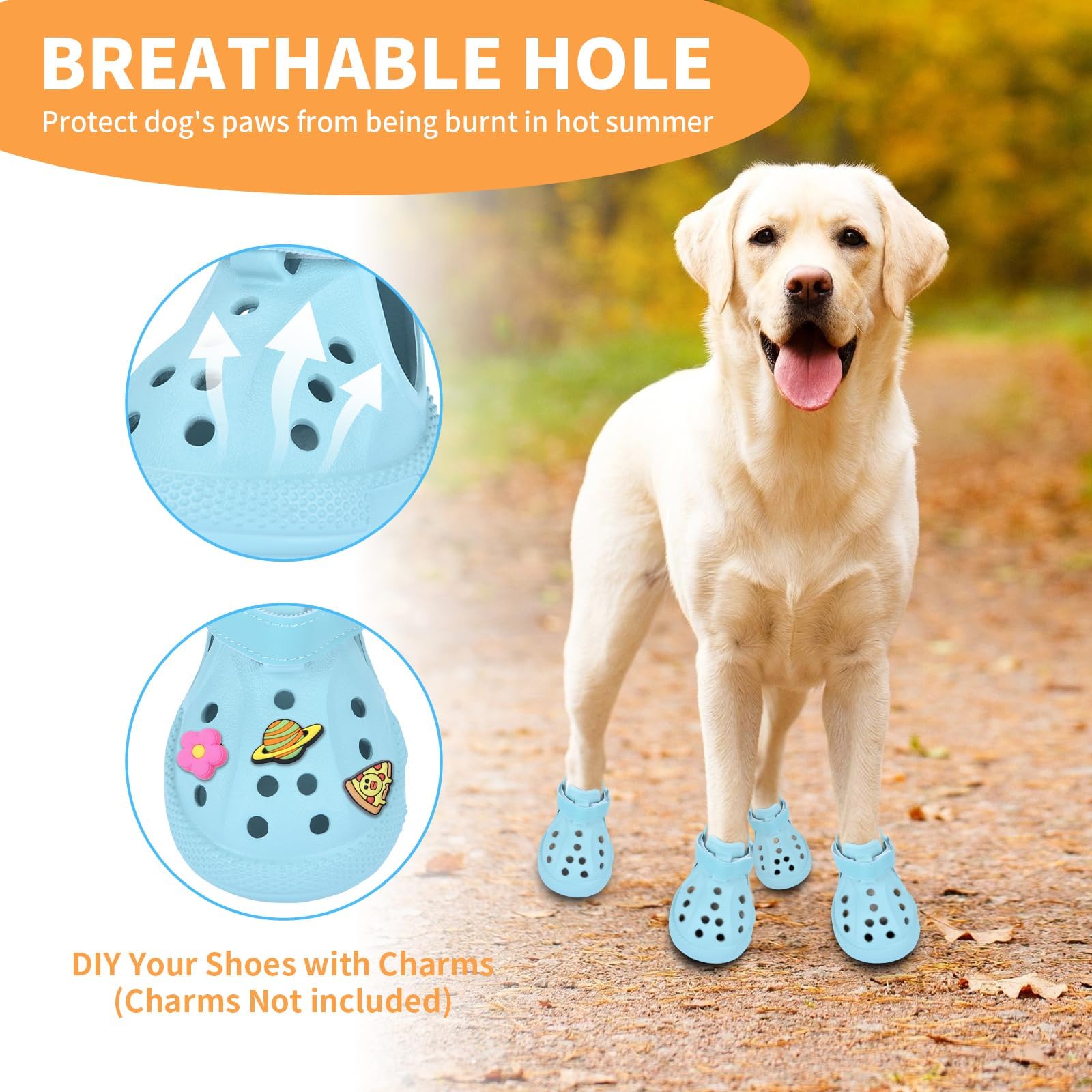 DEWVIE dog shoes blue size-8 ensure comfortable paw width of 2.36 inches.
