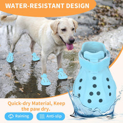 DEWVIE dog shoes blue water-resistant soles deliver reliable grip on wet surfaces.