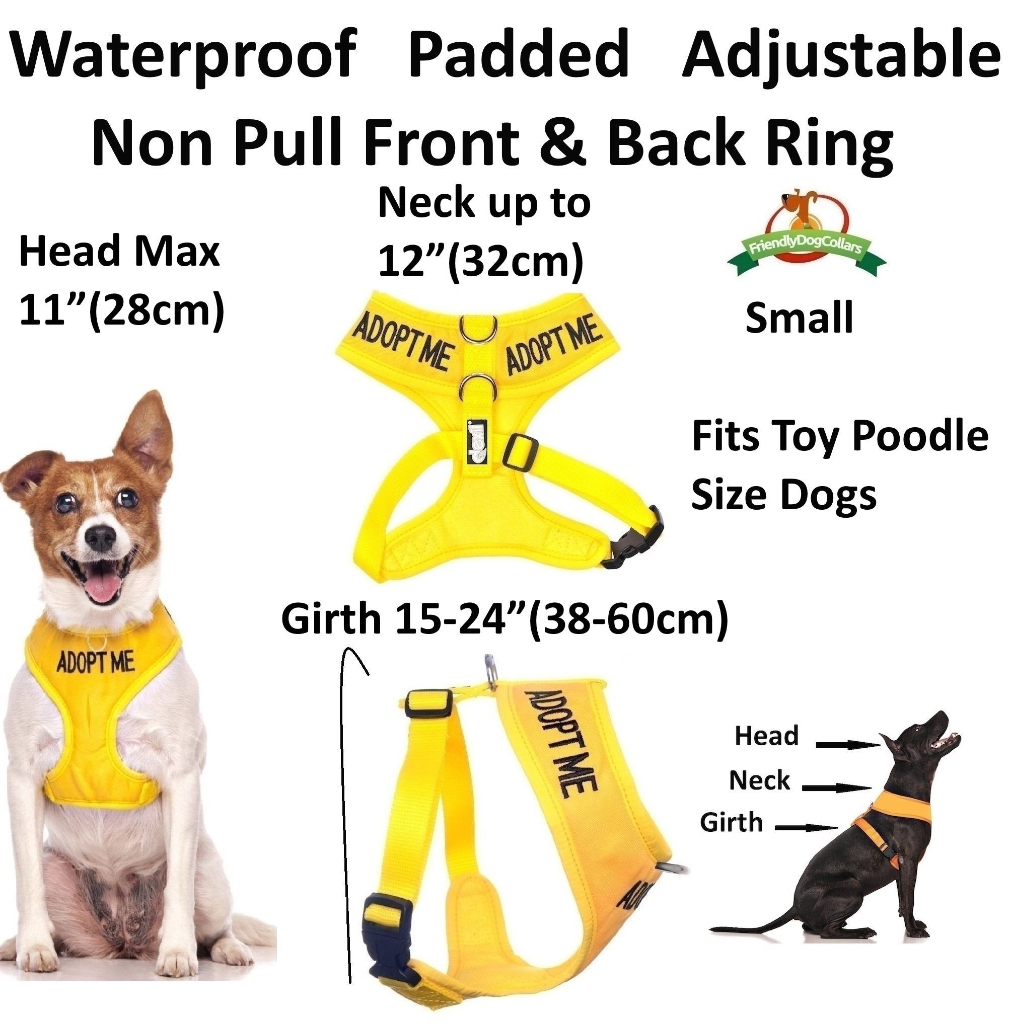 Dexil Adopt Me yellow vest back view shows safety labels for bystander awareness.