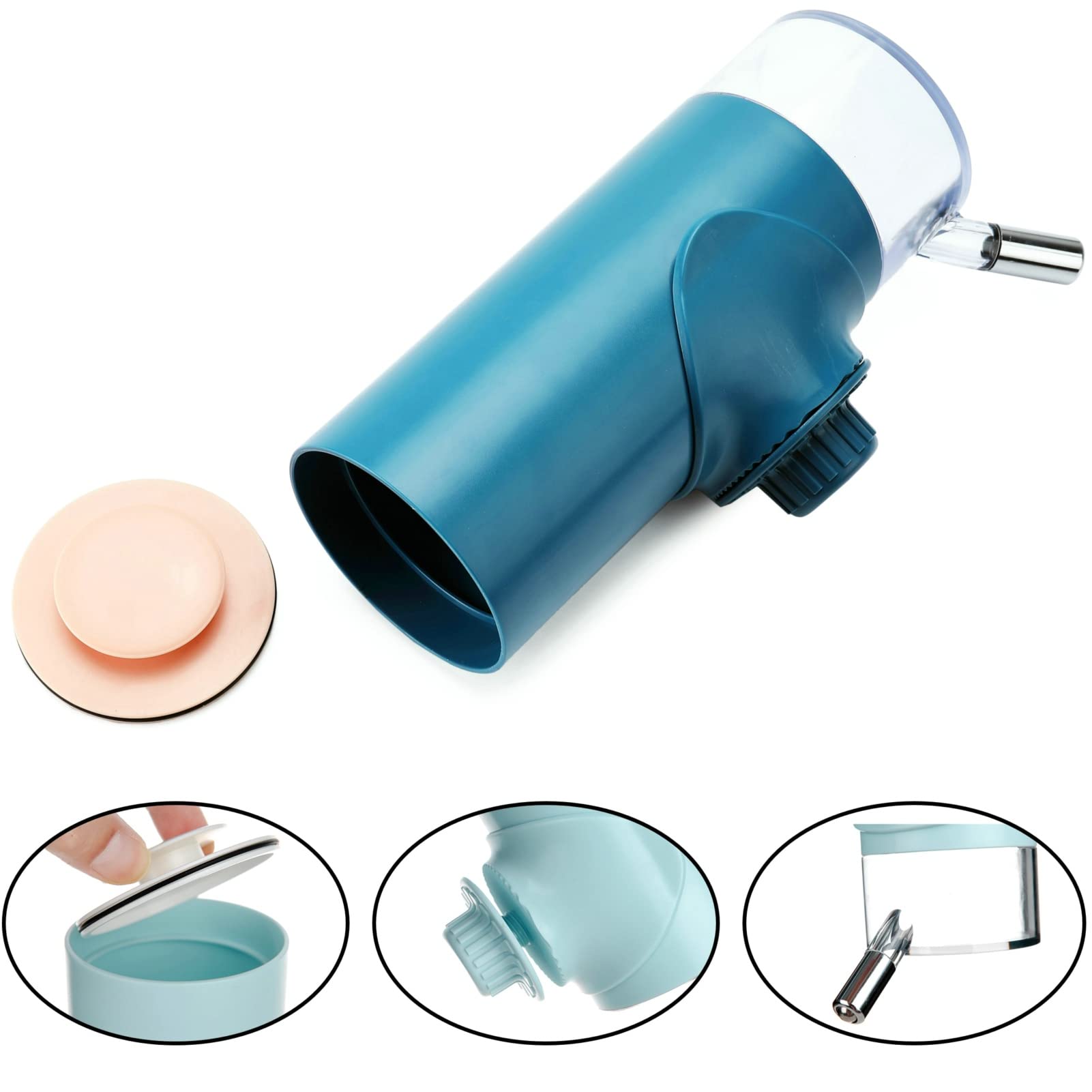 DEYACE dog water bottle in use inside a cage