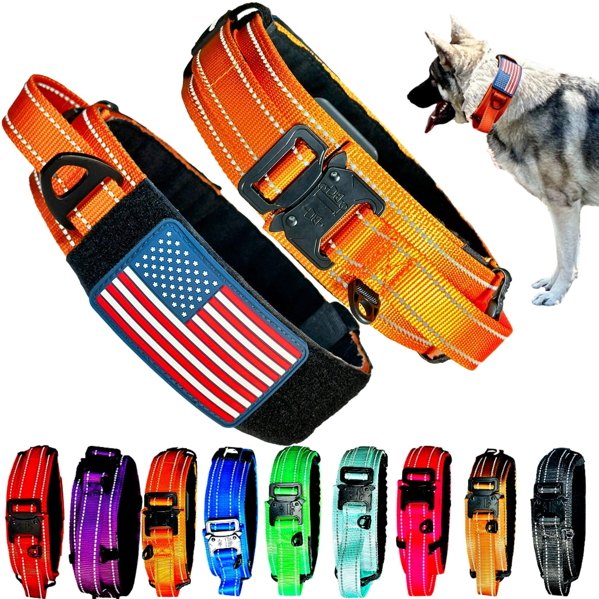 DEZIZEUSK9 tactical collar with 2-inch width and sturdy buckle for control.