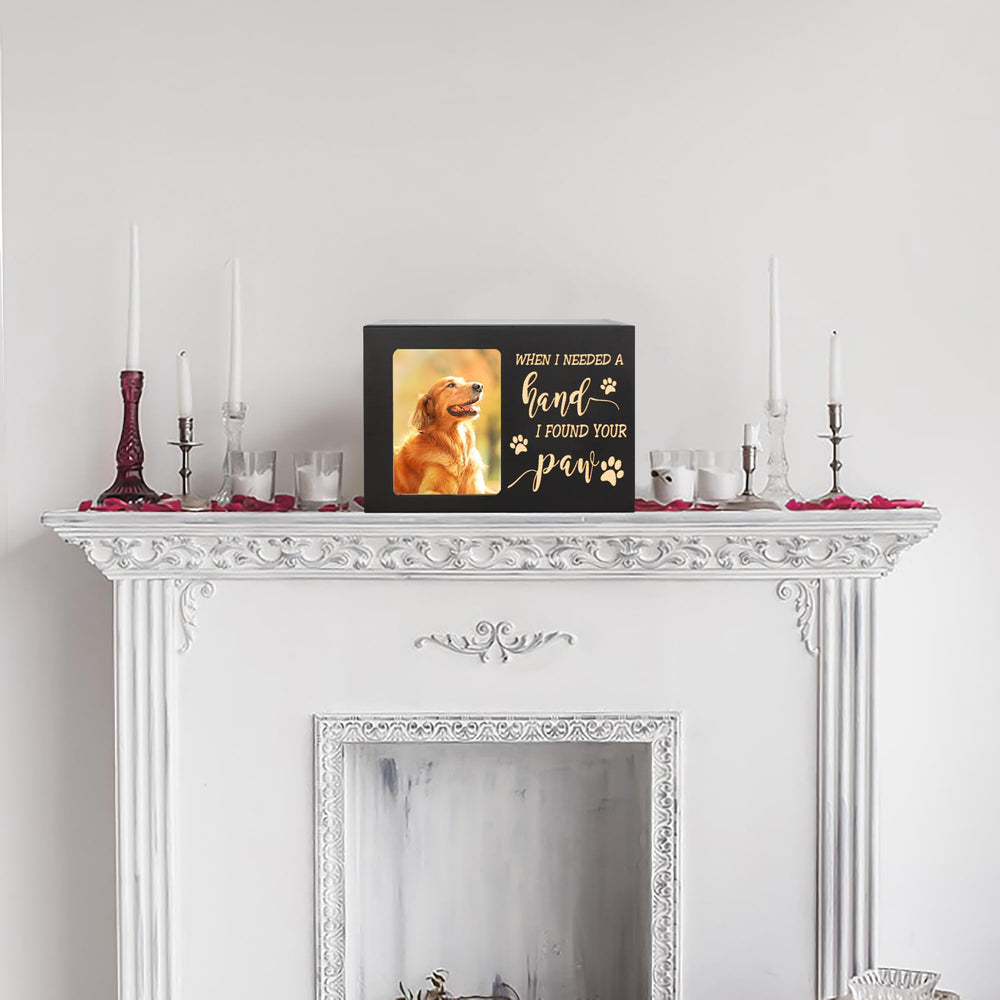 DGDCDV pet urn photo frame closeup shows cherished moments