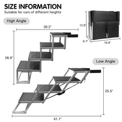 DGSL dog ramp with four steps demonstrates stable, controlled ascent for large breeds