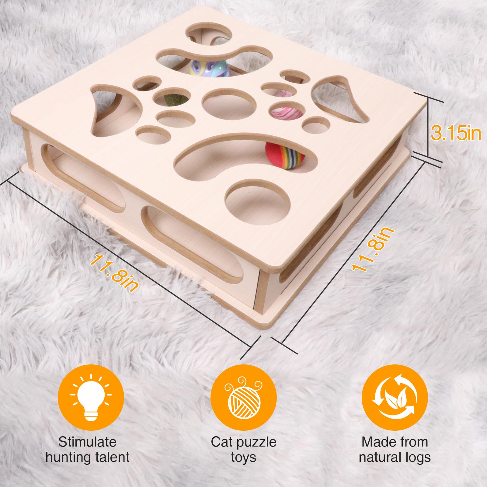 DI BI GRAMAS Cat Interactive Box Puzzle Toy balls-and-bell kit for sensory enrichment