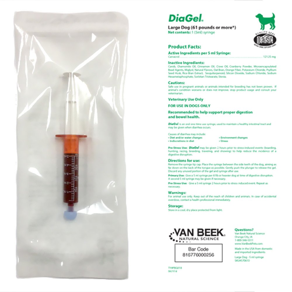 DiaGel application-scene shows easy, at-home administration for canine digestive comfort.