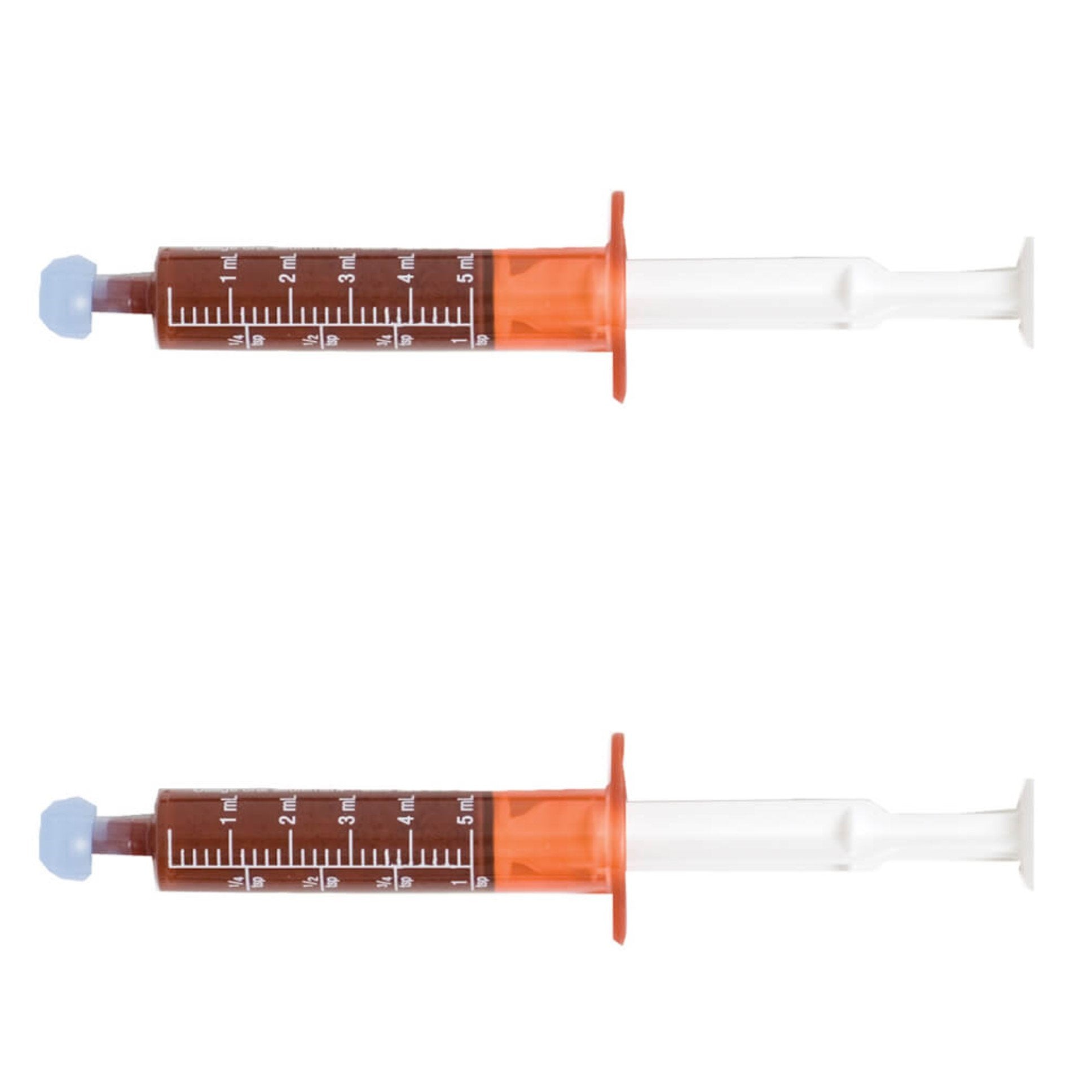 DiaGel packshot featuring two 5 mL syringes for digestive upset support at home.