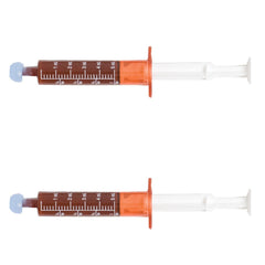 DiaGel packshot featuring two 5 mL syringes for digestive upset support at home.
