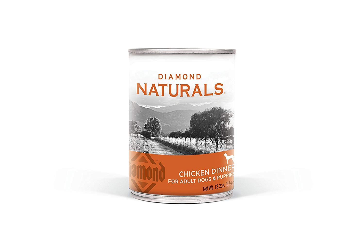 Diamond Naturals Chicken Dinner Can portrait with real chicken for lean muscles