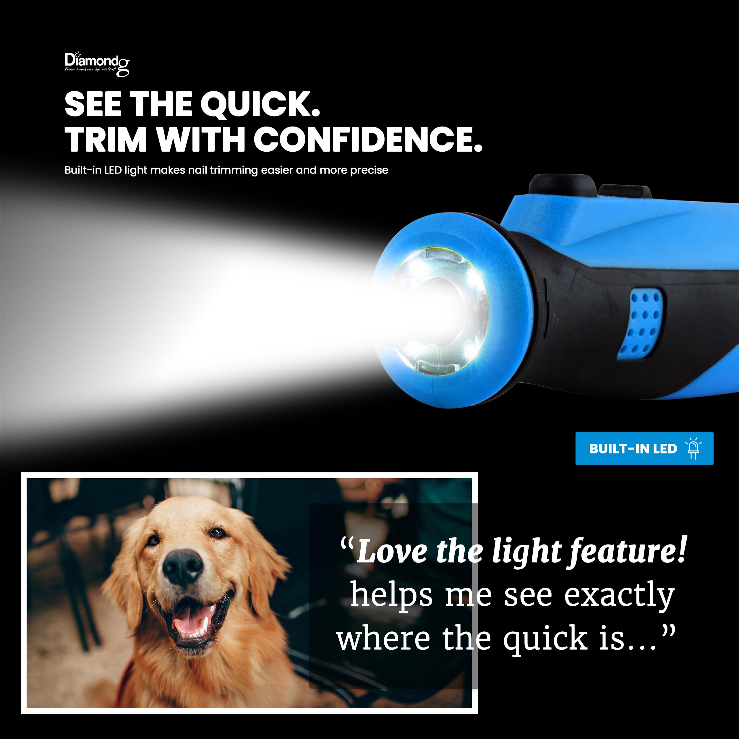 Diamondg cordless dog nail grinder ergonomic handle for comfortable, secure grip.