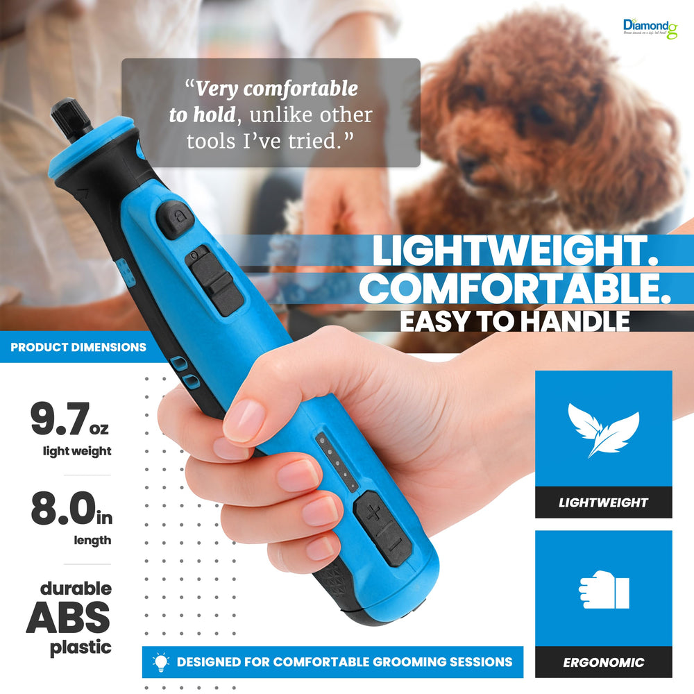 Diamondg dog nail grinder with 5-speed adjustable settings for various nails.