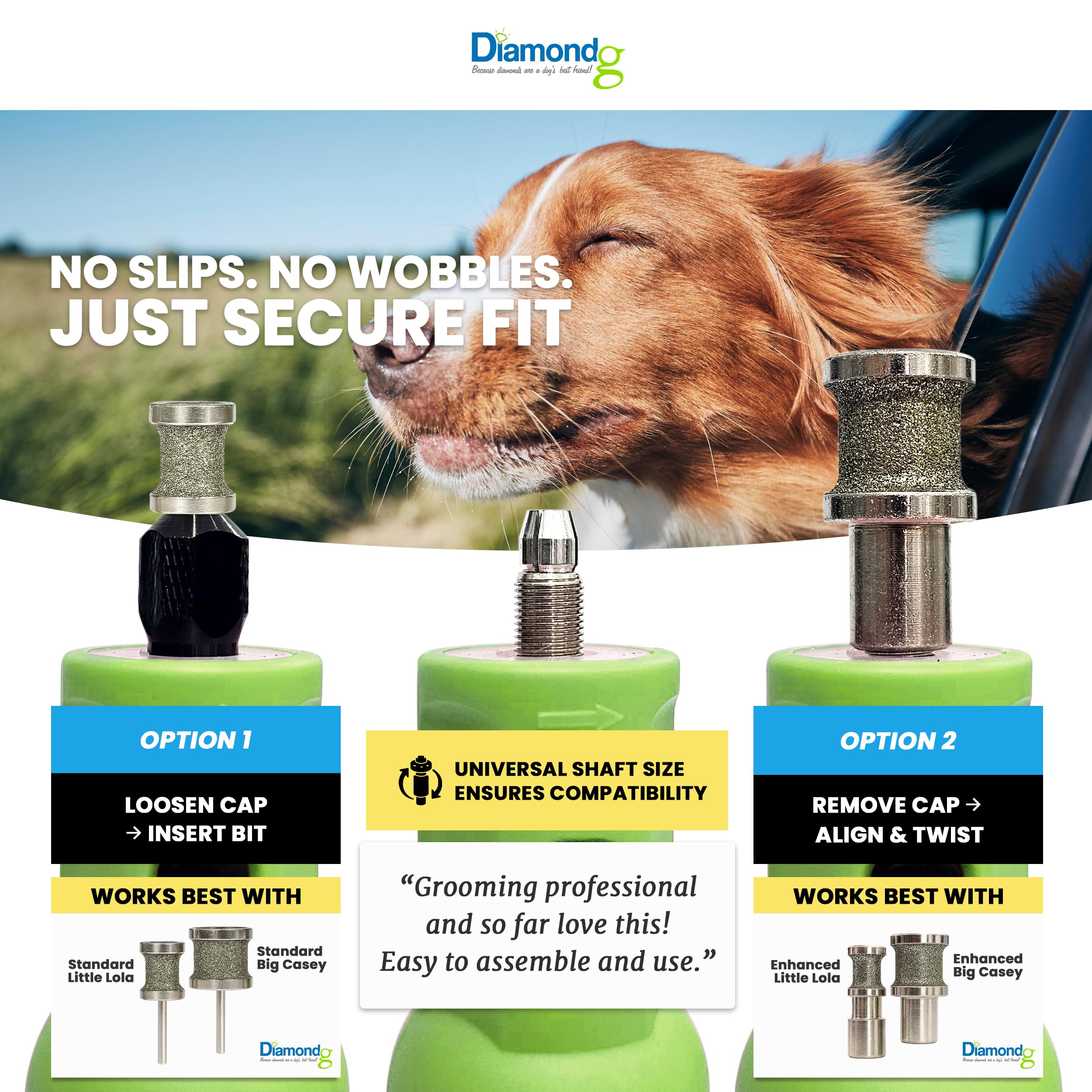 Diamondg lightweight portable design image suggests grooming on the go.