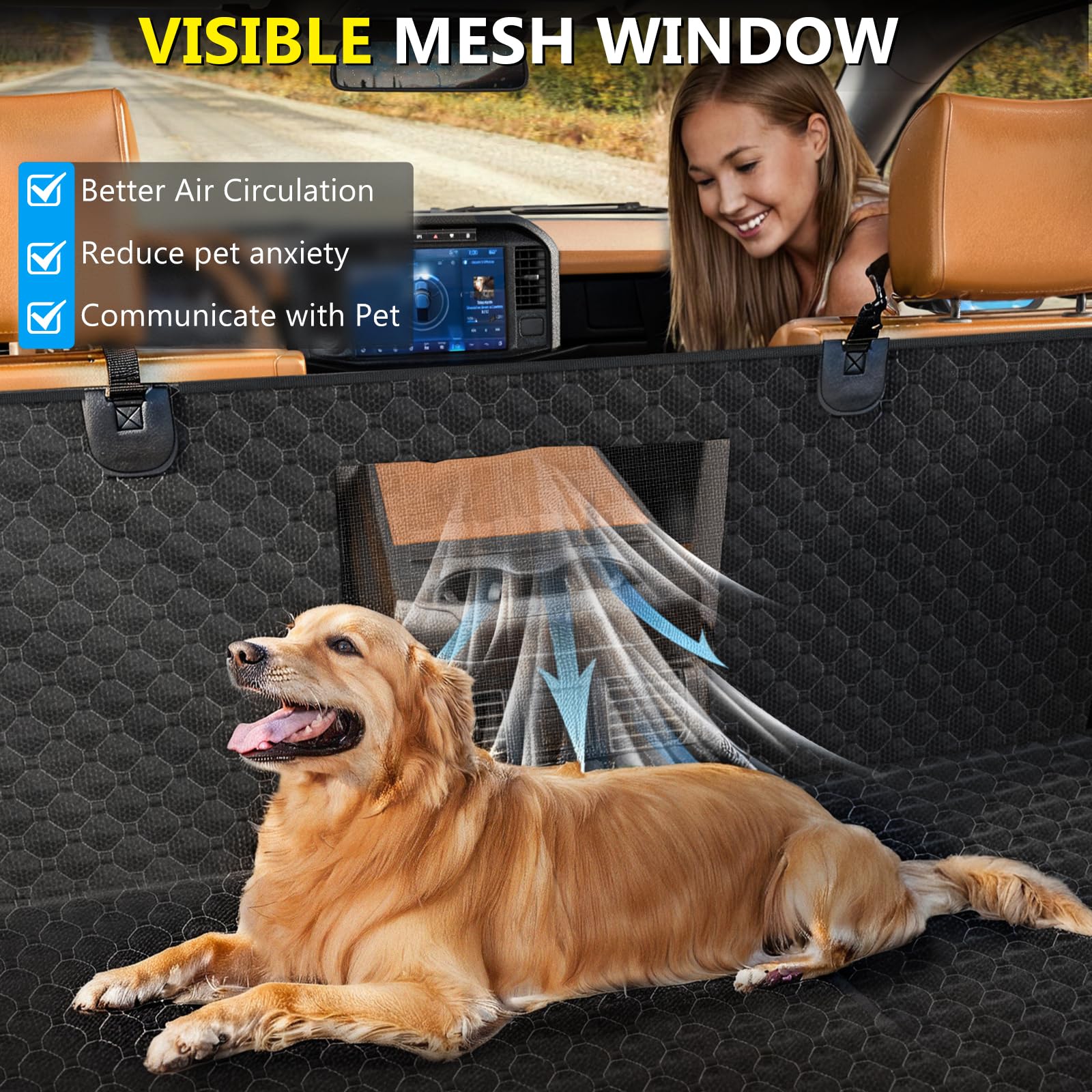DIAMOOKY mesh window lets dogs see you reducing anxiety