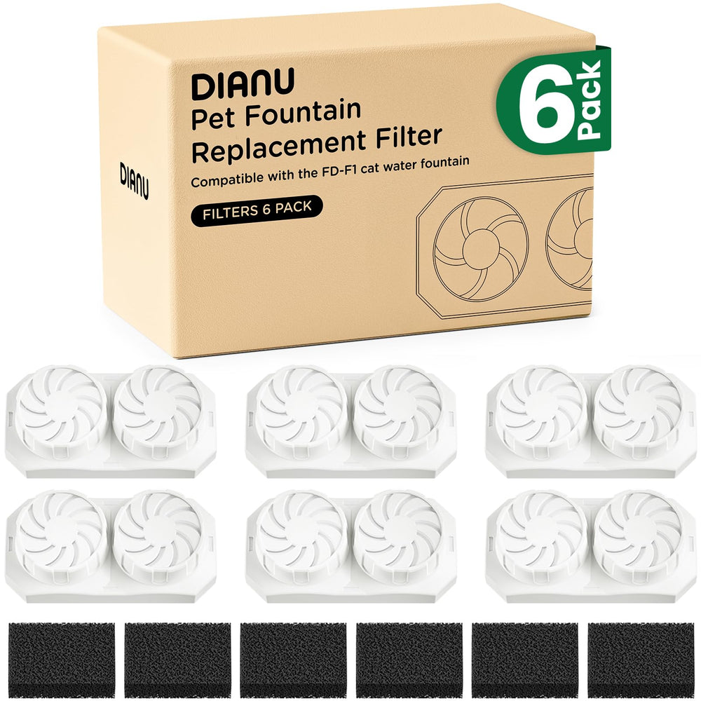 DIANU cat fountain replacement filter 6-pack improves water freshness