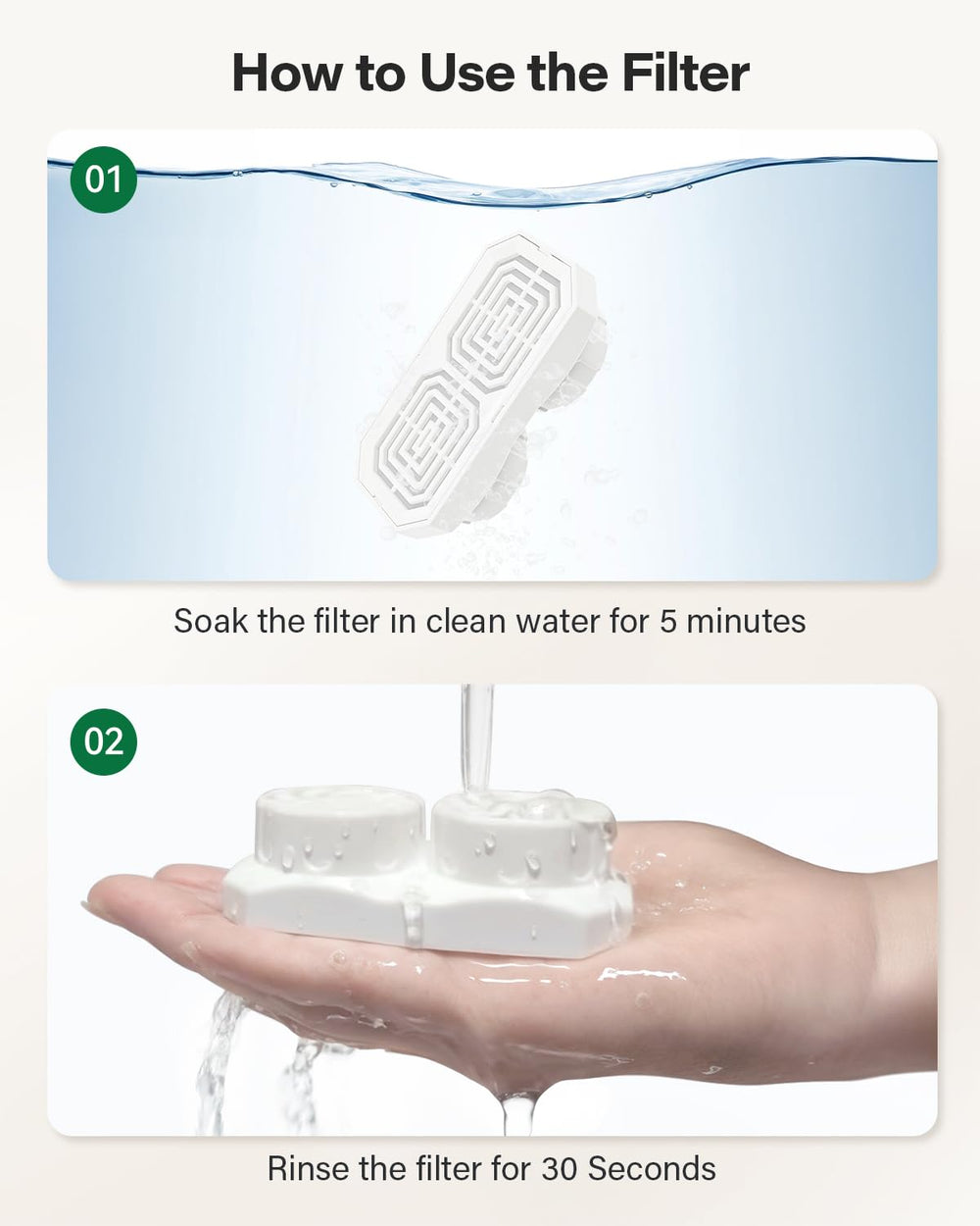 DIANU water flow through filter demonstrates steady, consistent hydration.