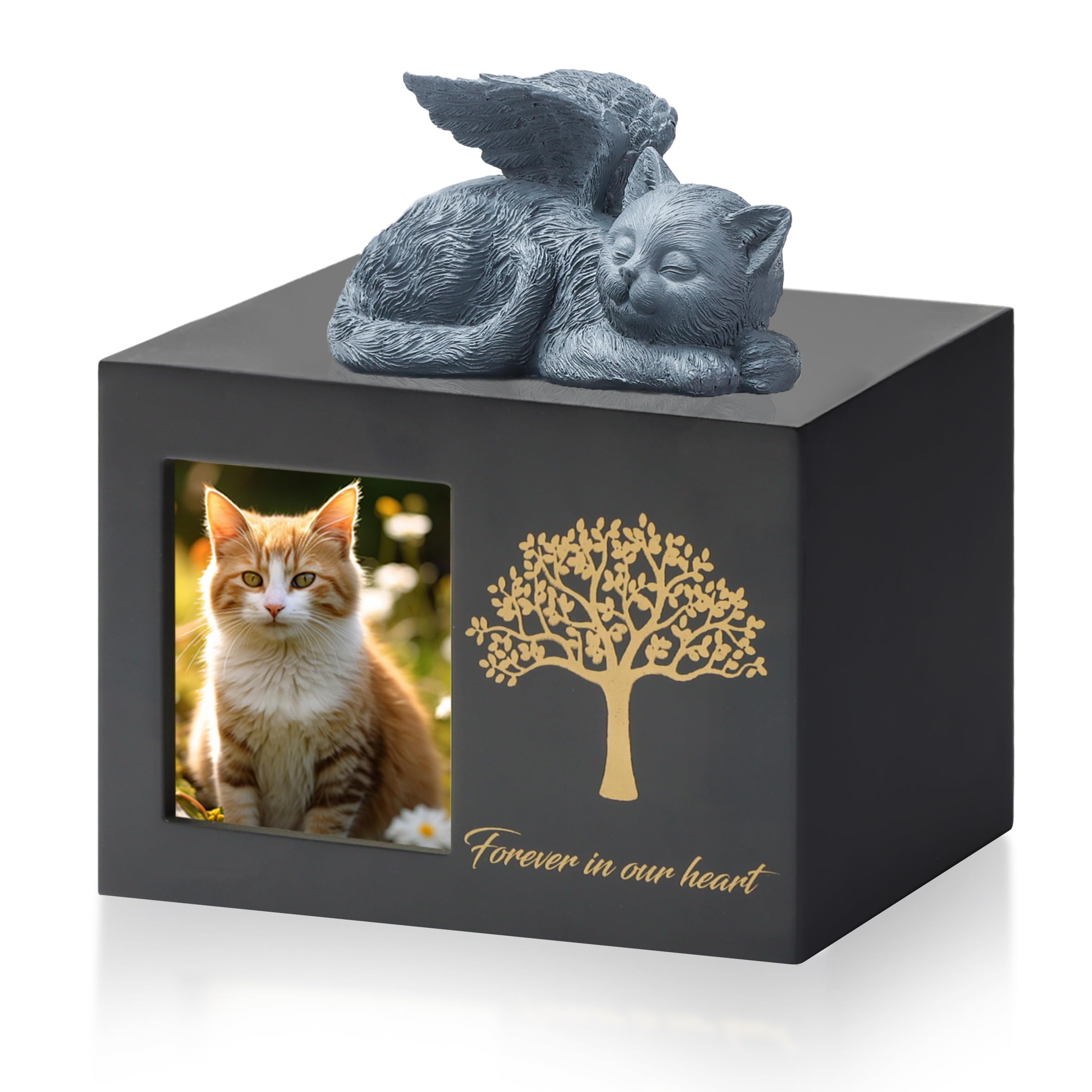 DiDiBirDi Cat Urn Ashes Tree Pattern shows a durable memorial for cherished memories.