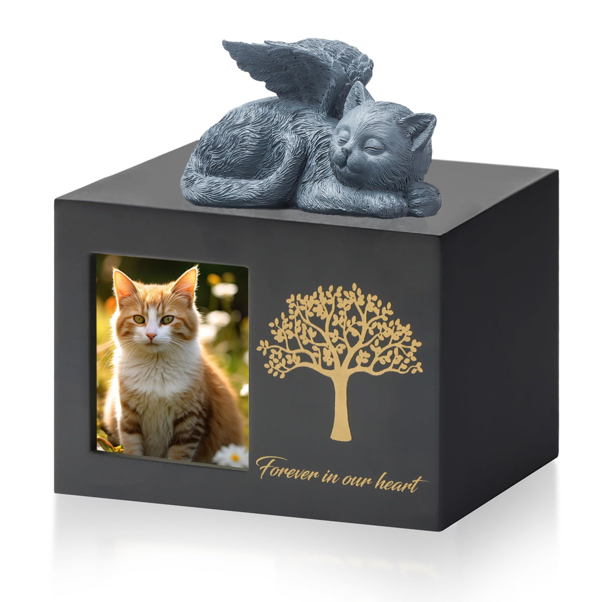DiDiBirDi Cat Urn Ashes Tree Pattern shows a durable memorial for cherished memories.