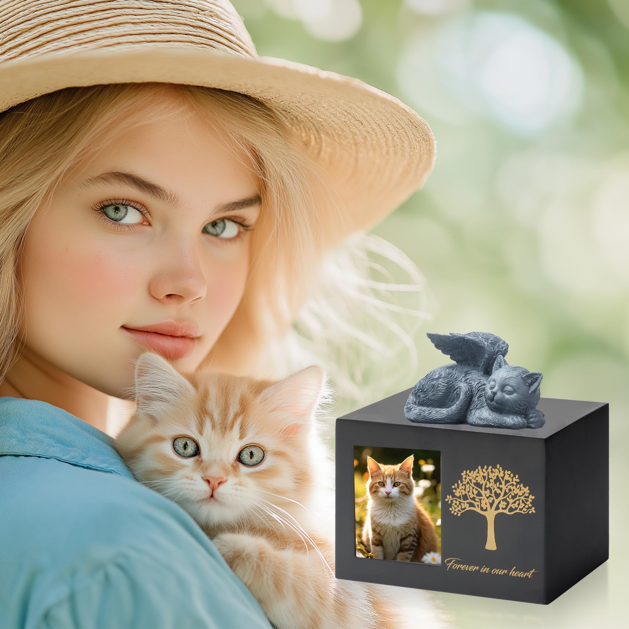 DiDiBirDi Cat Urn Memorial Display keeps memories near and cherished.