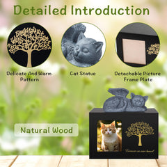 DiDiBirDi Cat Urn Photo Frame displays a treasured image with keepsakes for remembrance.