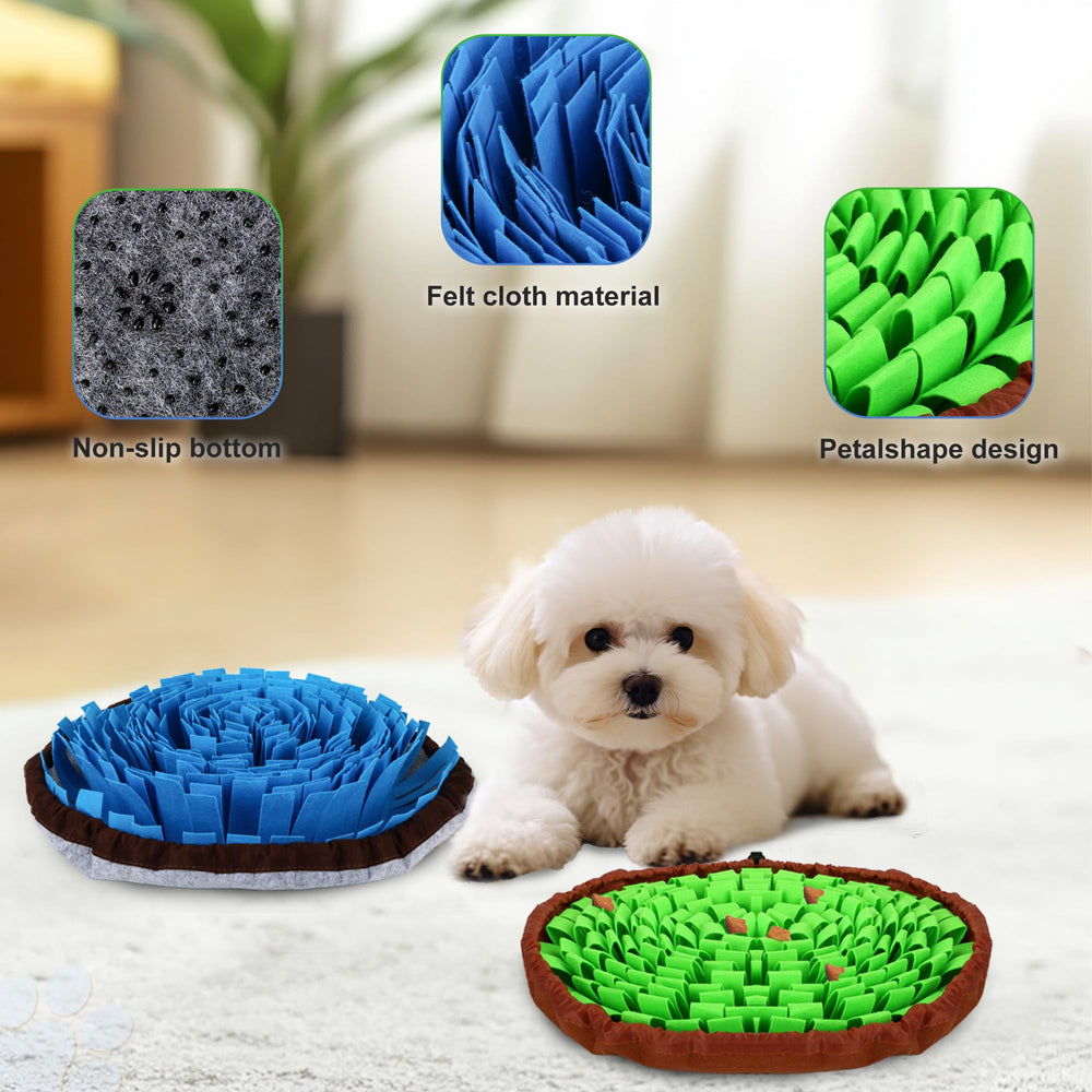 DiDiBirDi snuffle mat treat-petal pockets encourage scent-based play and brain work.