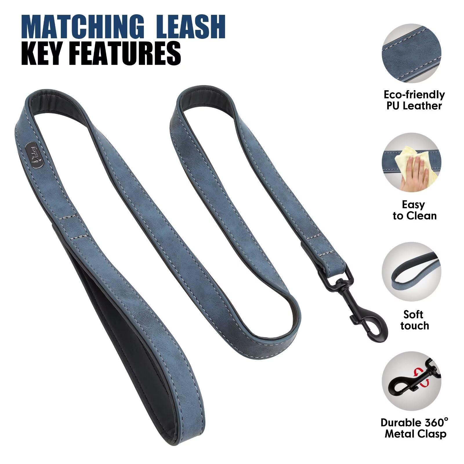Didog 360-degree rotating leash attachment reduces tangling during walks.