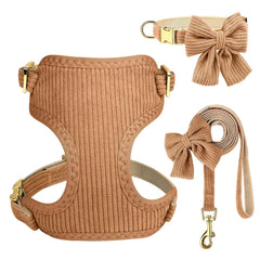 Didog bowtie harness brown for small dogs, ideal for daily walks.