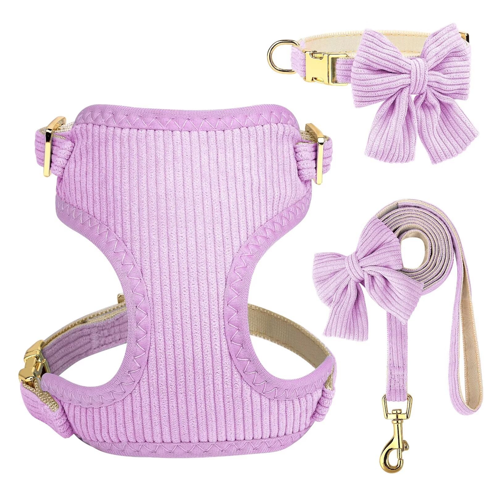 Didog bowtie harness purple: stylish daily walks with a comfortable, secure fit.