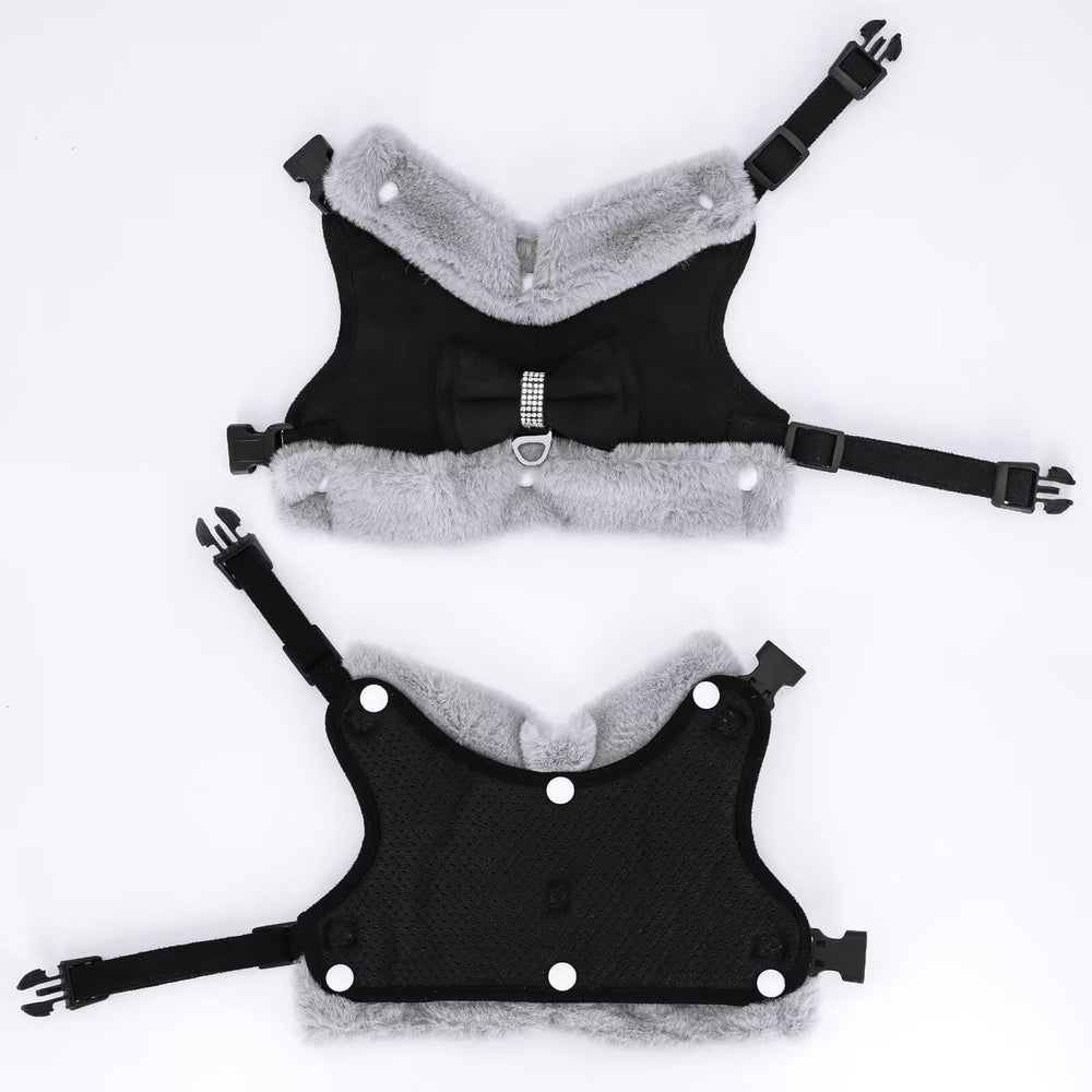 Didog bowtie with rhinestones on a harness for a stylish accent.