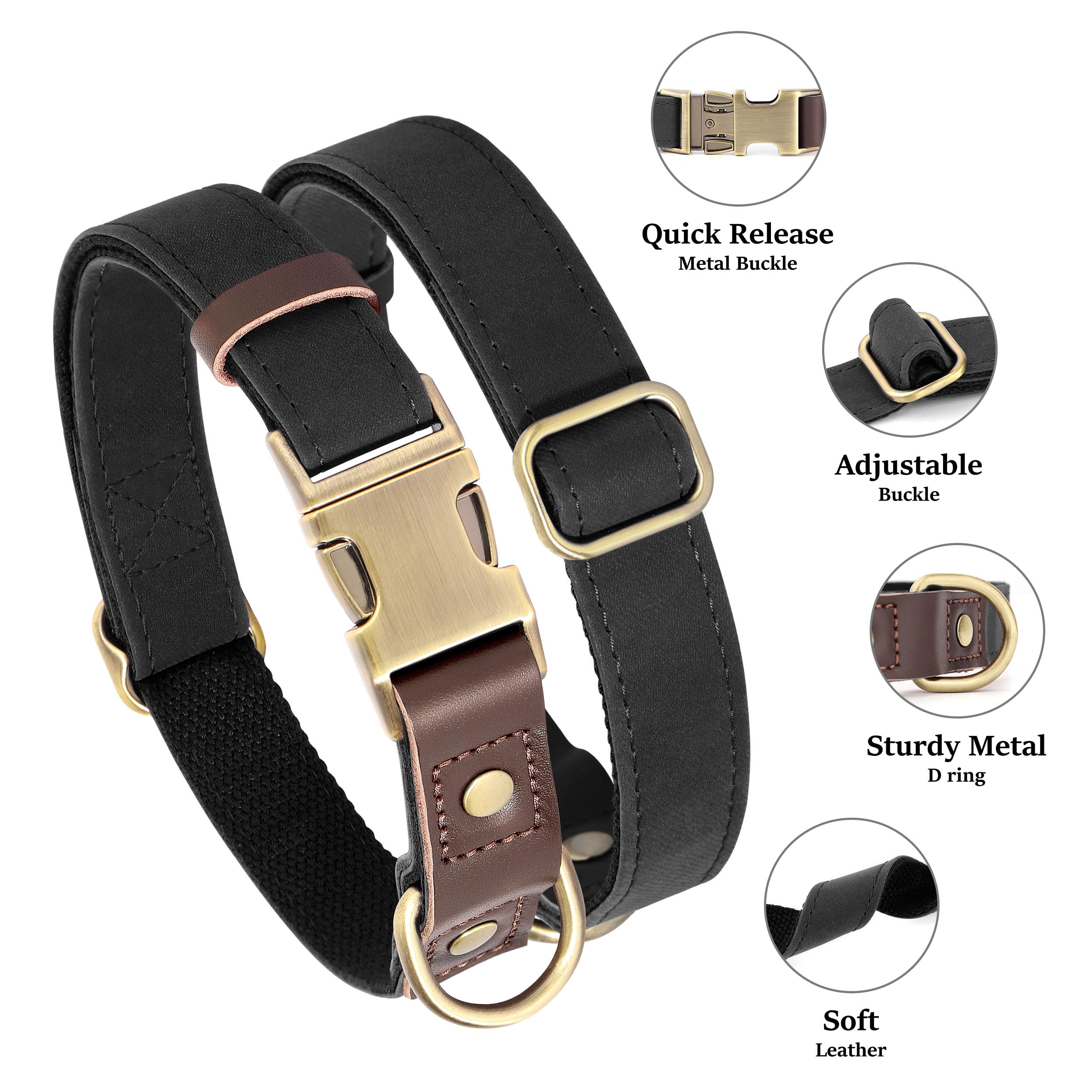 Didog collar con forro de nylon interior suave para uso diario