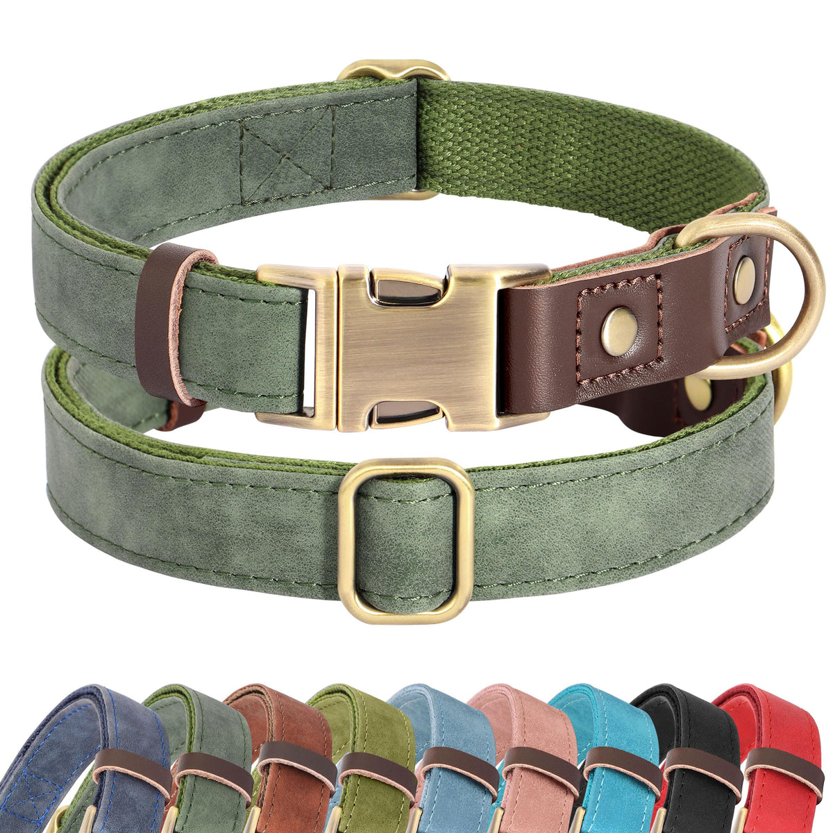 Collar Didog de PU suave en verde para perros pequeños, cómodo para uso diario.