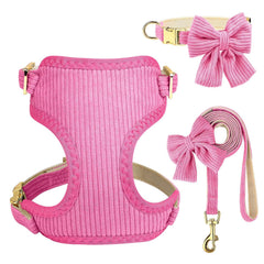 Didog cute small dog harness with pink bowtie for stylish daily walks
