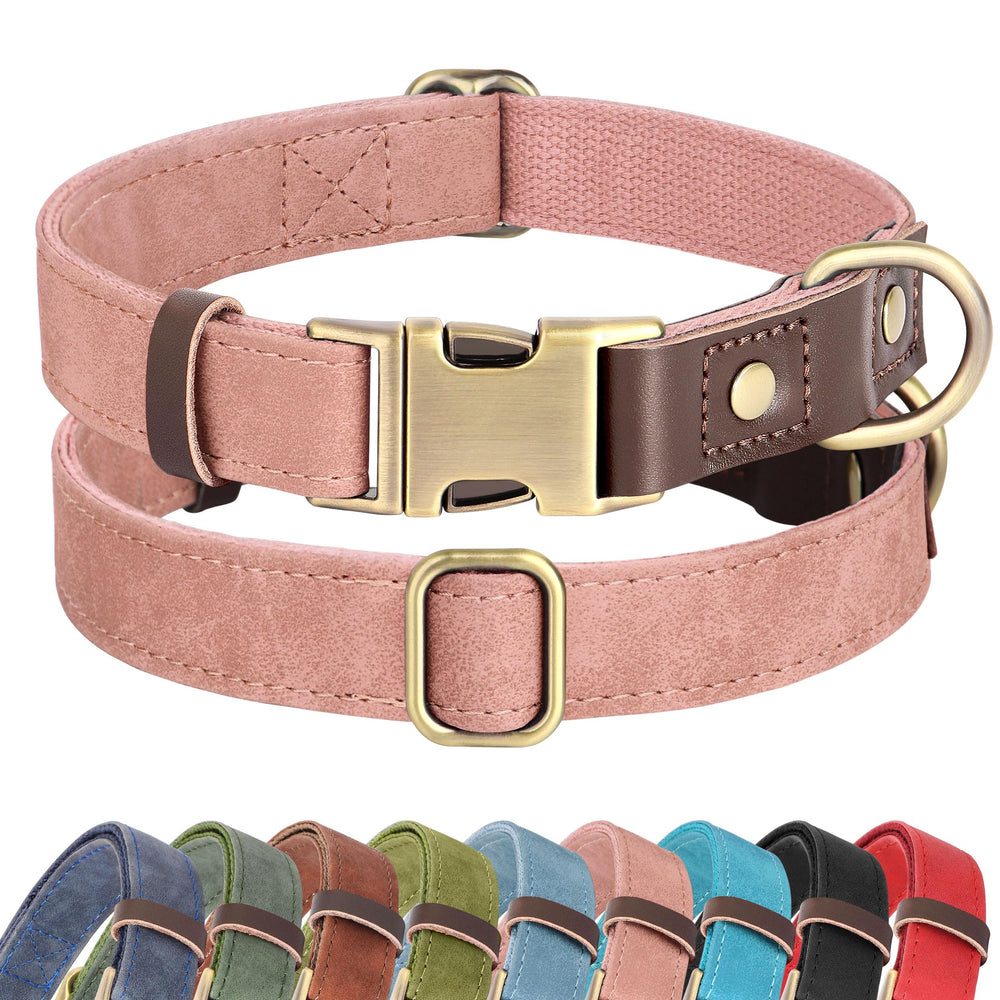 Didog soft PU leather pink dog collar close-up highlights comfortable skin-friendly material