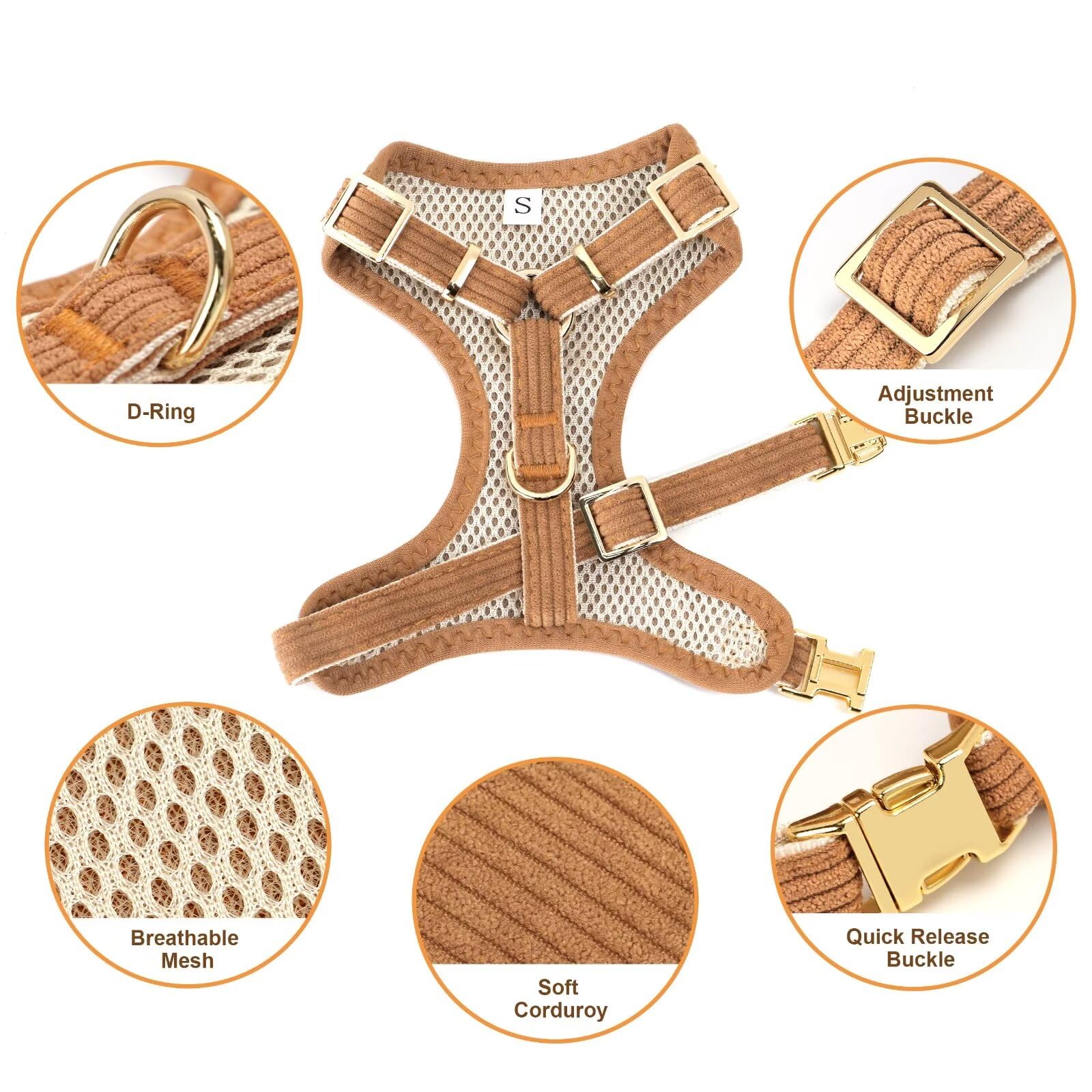 Didog gold metal hardware highlights rust-resistant clasps and quick-release buckles