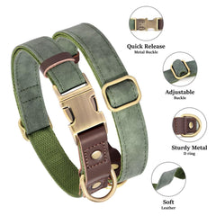 Didog green PU leather collar with nylon lining close-up emphasizing skin-friendly comfort.
