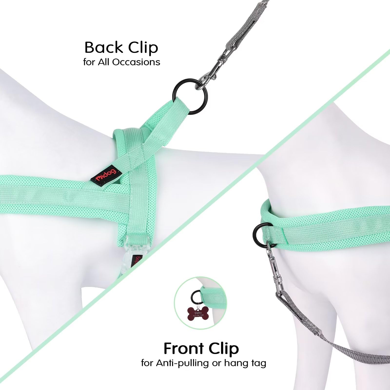 Didog harness quick-release buckle green simplifies on/off for quick, hassle-free outdoor sessions.