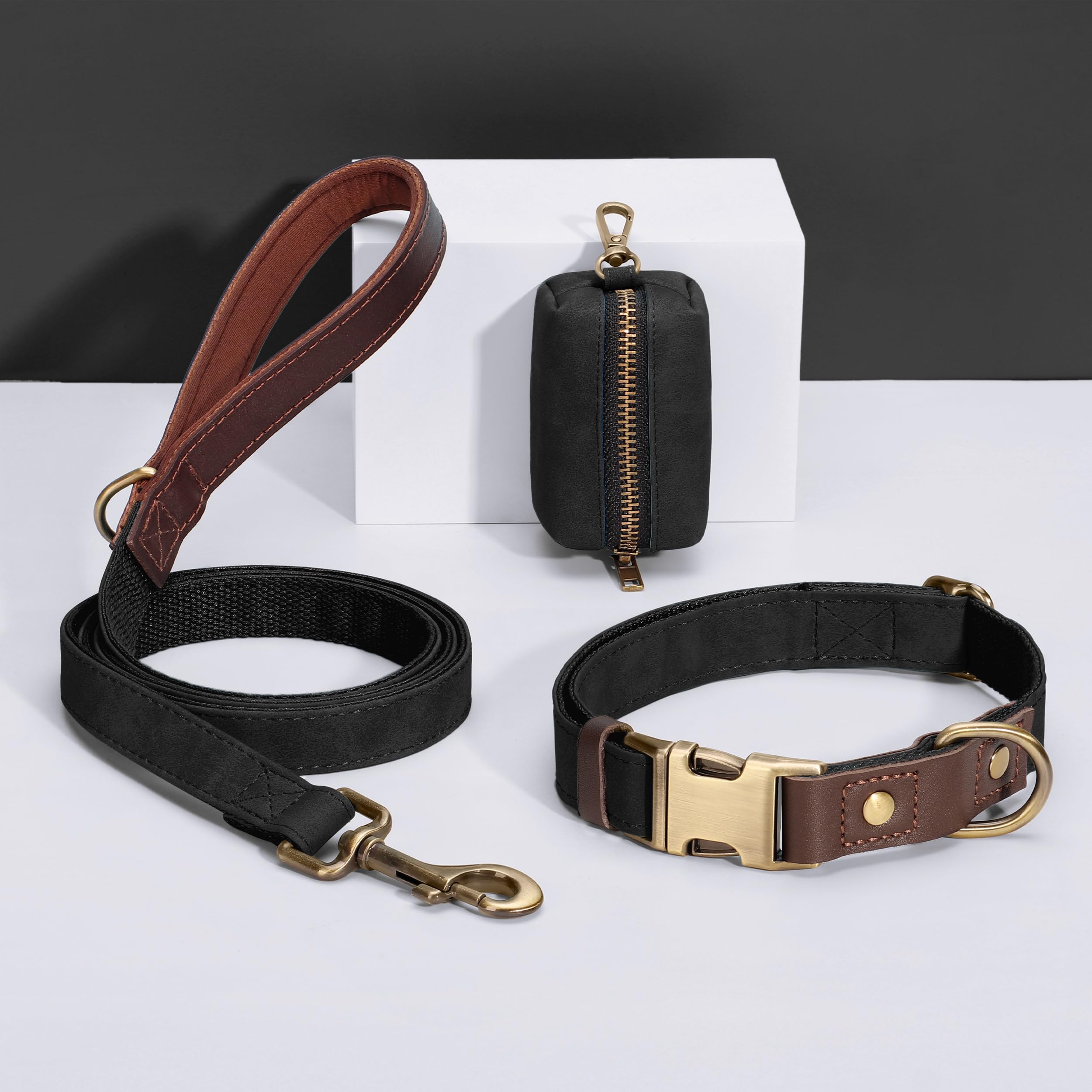 Didog black PU leather collar versatile everyday wear