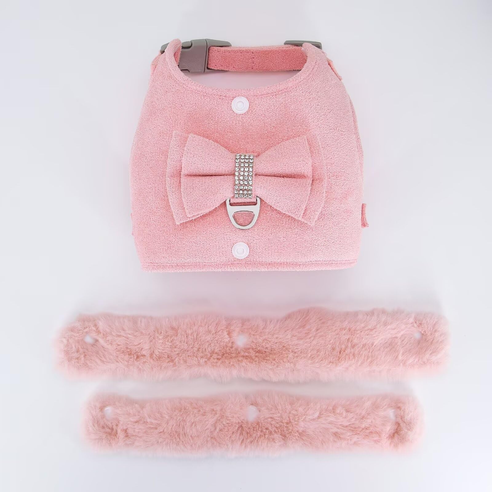 Didog small dog wearing harness pink, ideal fit for Chihuahuas and Pomeranians.