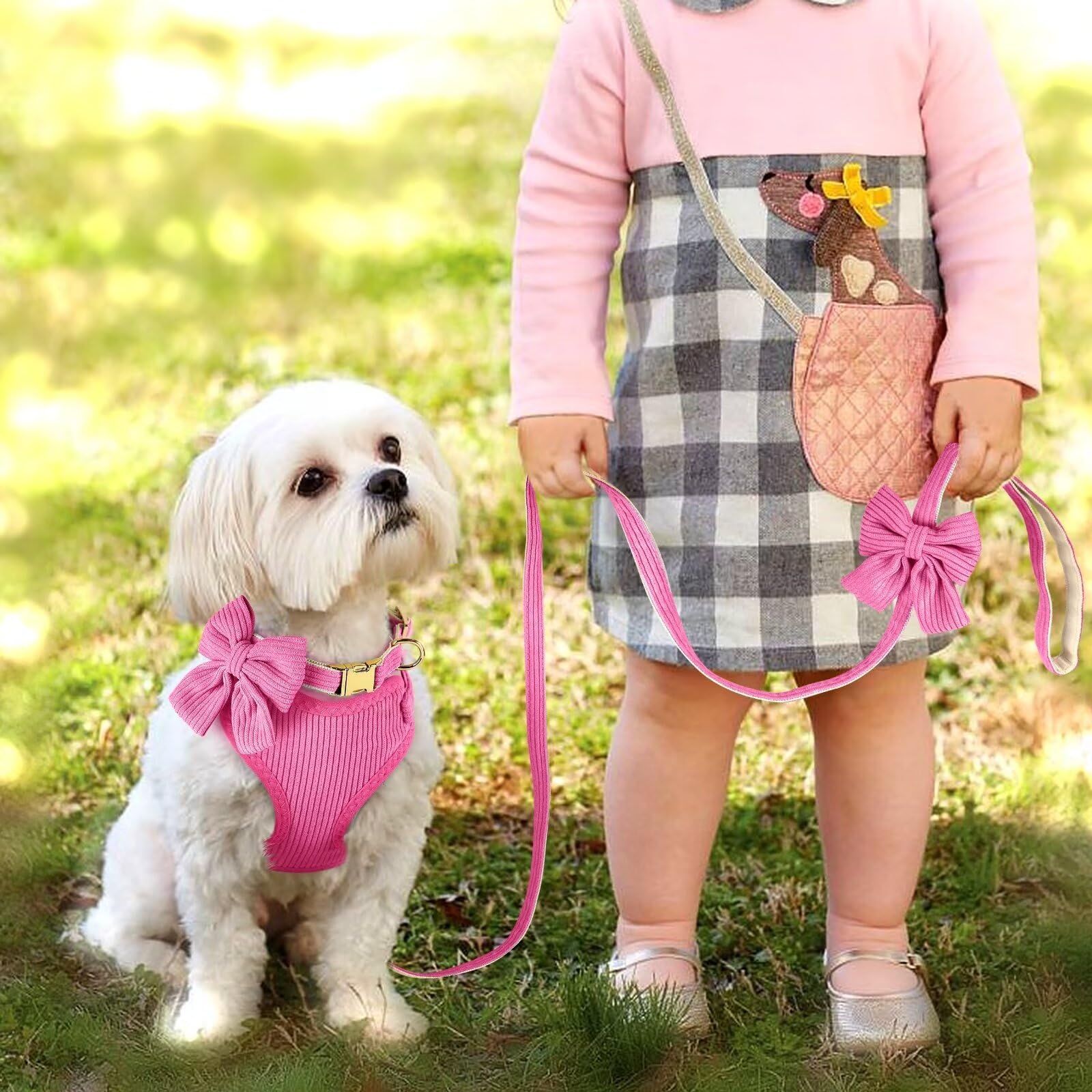 Didog plush velvet lining harness in hot pink for comfortable wear