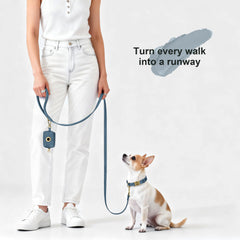Didog soft PU leather dog collar blue adjustable strap close-up shows size tailoring