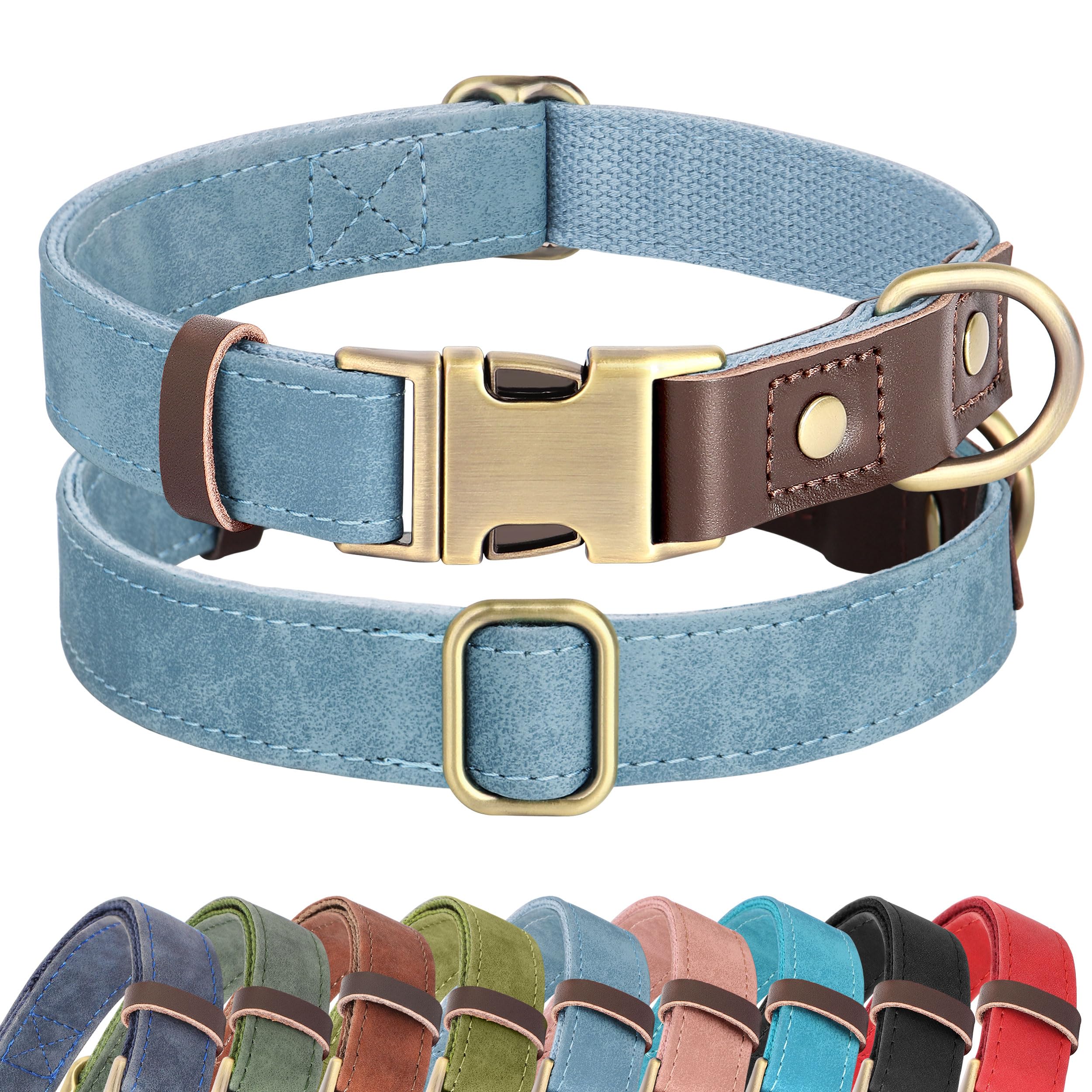 Didog denim blue collar on large dog neck for daily walks